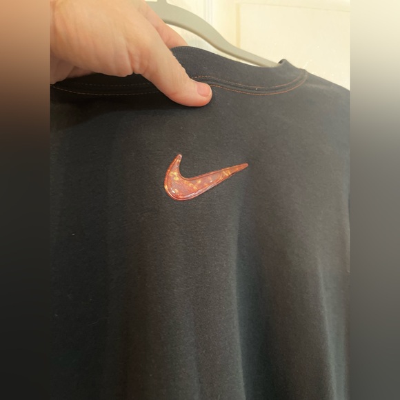 Vintage Y2K 2009 Nike Sweatshirt Unisex Large Crewneck Center Check Black Lava - Picture 2 of 13